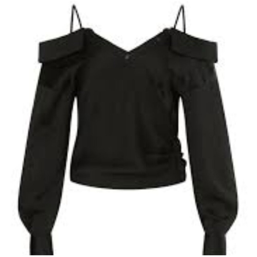 Jonathan Simkhai Haley Stylish Black Cold Shoulder Top. XS
